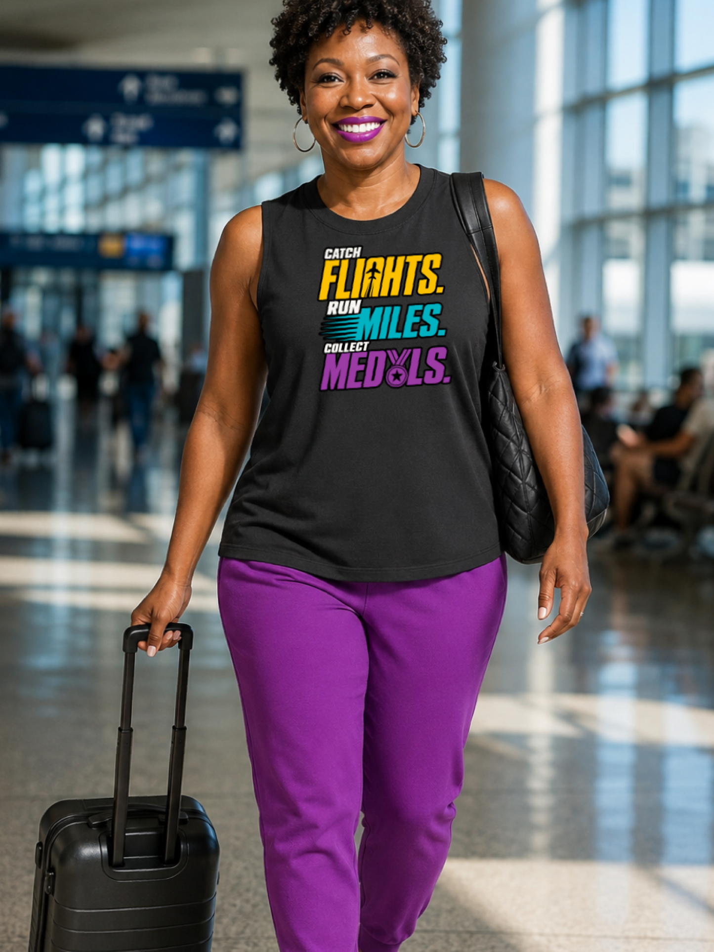 Catch Flights, Run Miles, Collect Medals Muscle tank