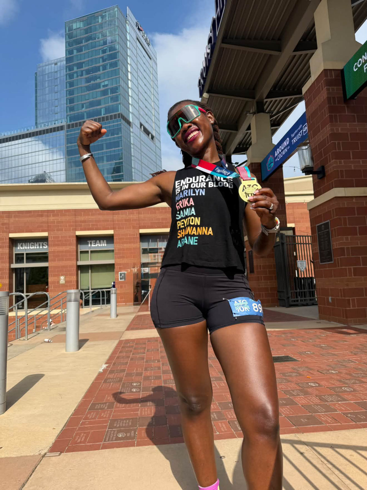 Endurance is in our Blood Black Female Marathoners Muscle Tank