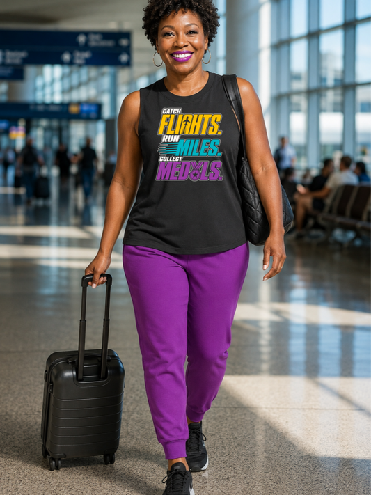 Catch Flights, Run Miles, Collect Medals Muscle tank