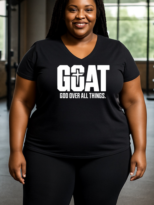 GOAT - God Over All Things Tri-Blend V-Neck T-shirt