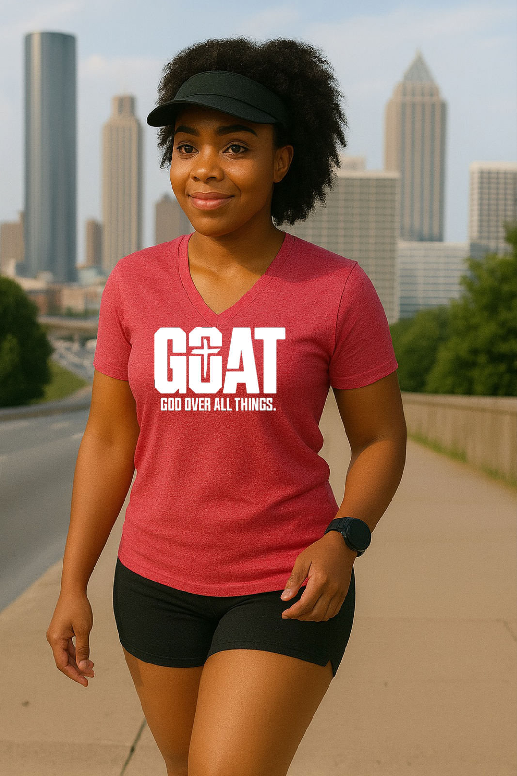 GOAT - God Over All Things Tri-Blend V-Neck T-shirt