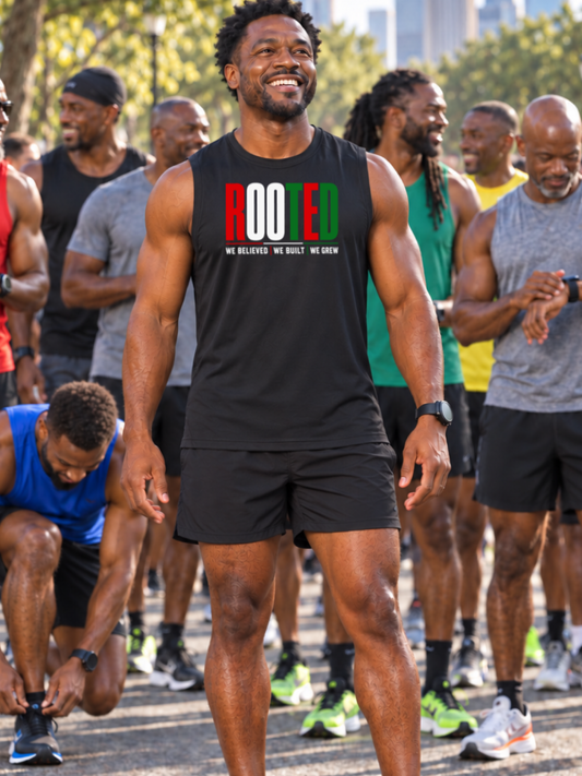 Men's Rooted: We Believed, We Built We Grew Muscle Tank