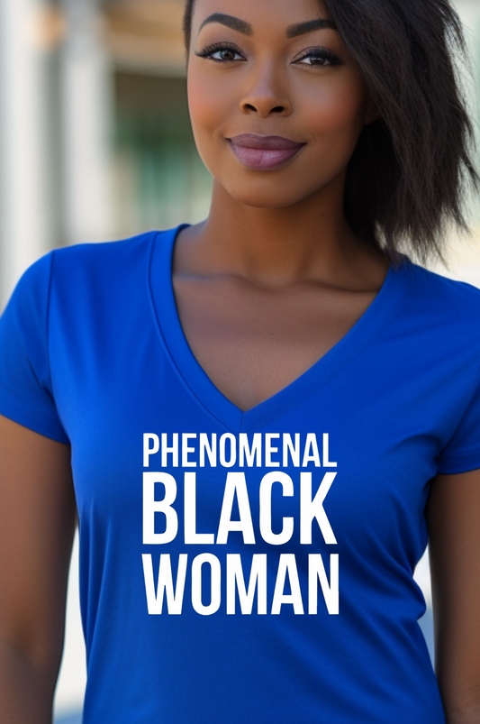 Phenomenal Black Woman Fitted V-Neck T-Shirt