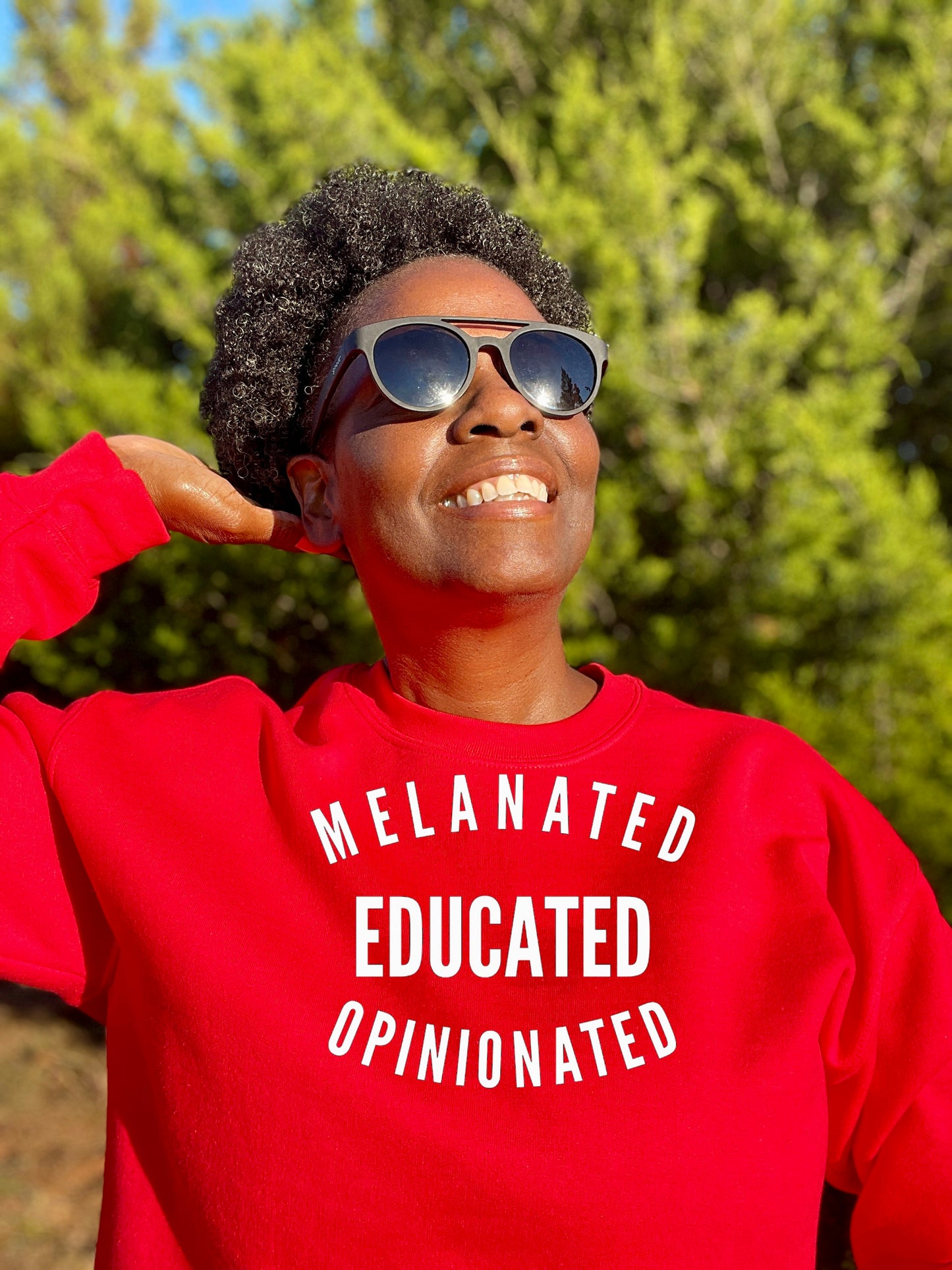 Melanated Educated Opinionated Crewneck Sweatshirt