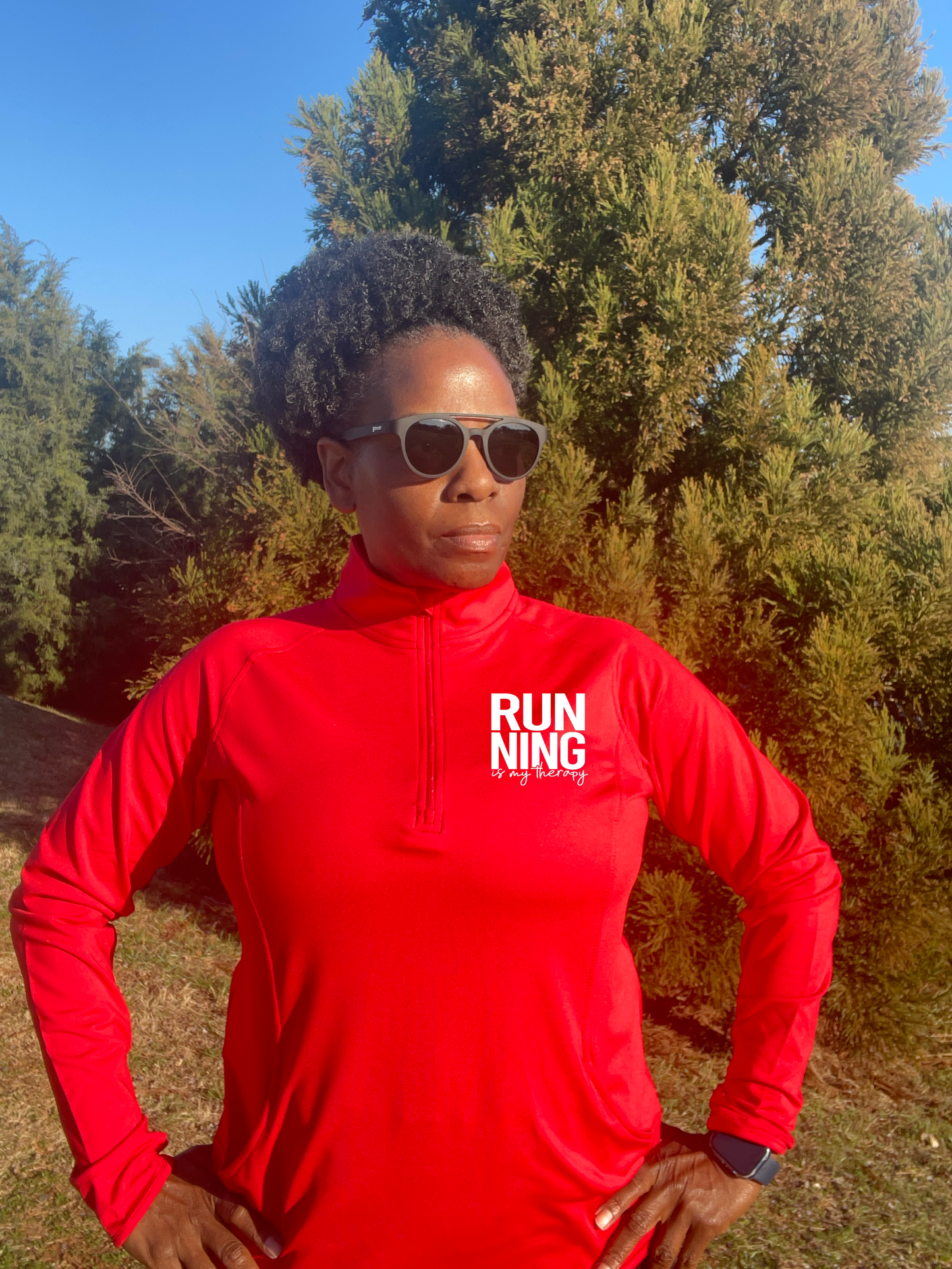 Running is My Therapy 1/4 Zip Performance Pullover