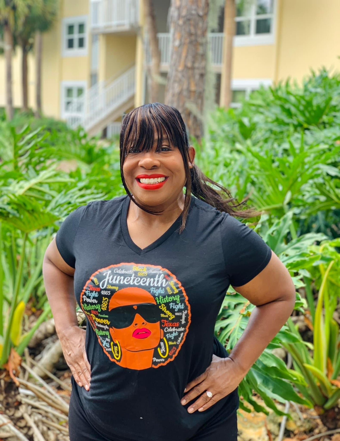 Juneteenth Afro Tri-Blend V-Neck T-shirt