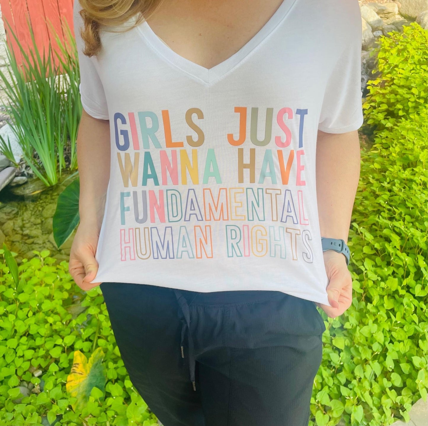 Girls Just Wanna Have Fundamental Human Rights  Tri- Blend V-Neck T-Shirt