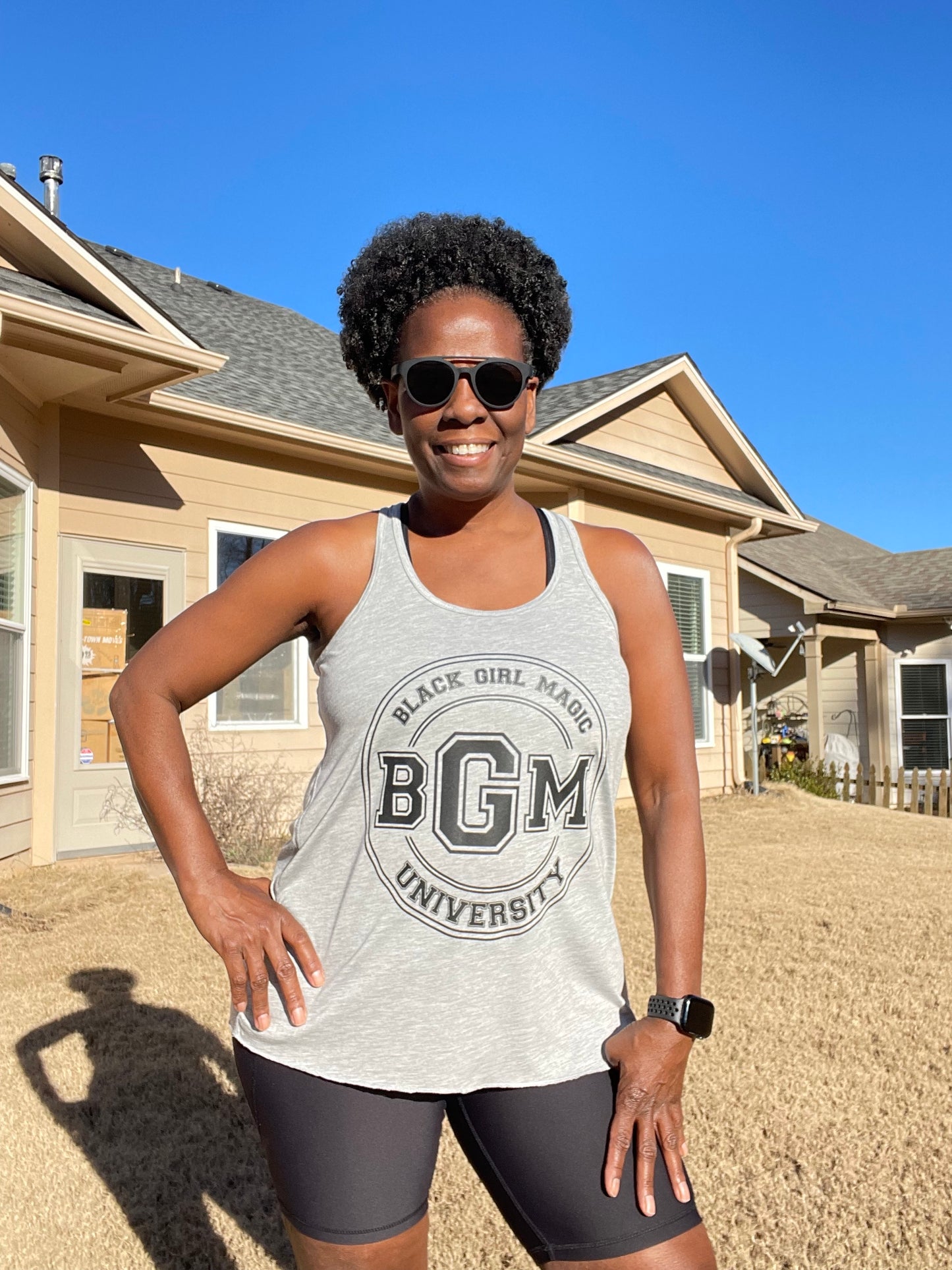 White Racerback Workout tank top  - Black Girl Magic University 