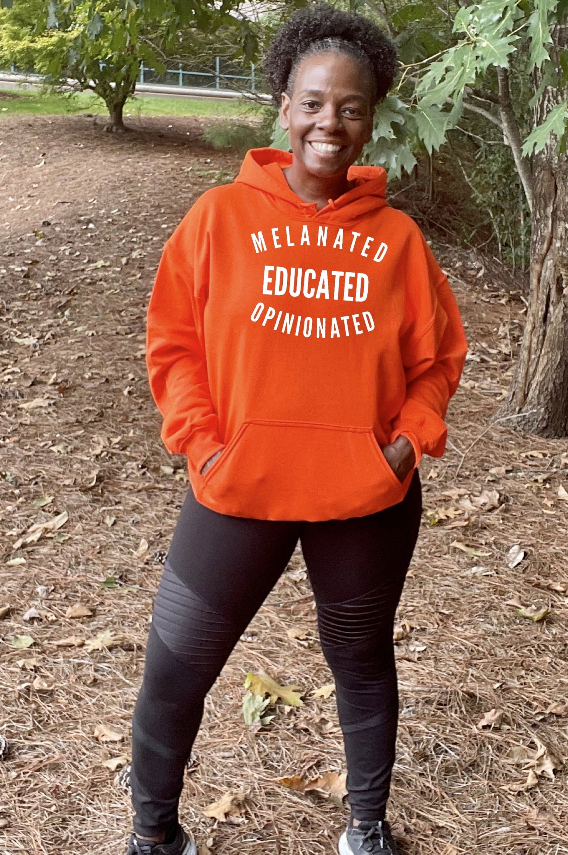 Melanated Educated Opinionated Bright Colors Hoodie Hoodie Gildan S Orange 