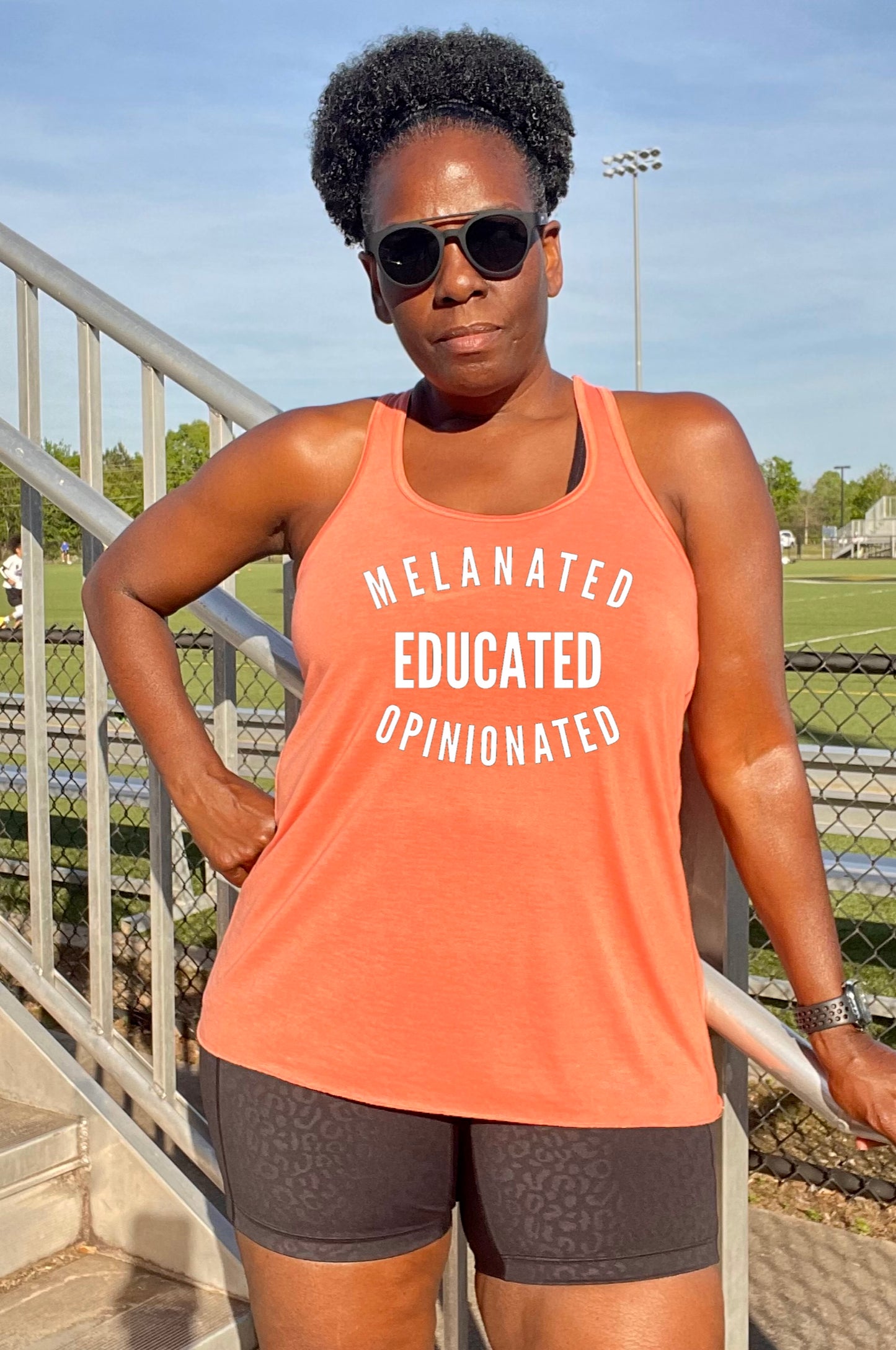 Melanated Educated Opinionated Racerback Tank Top