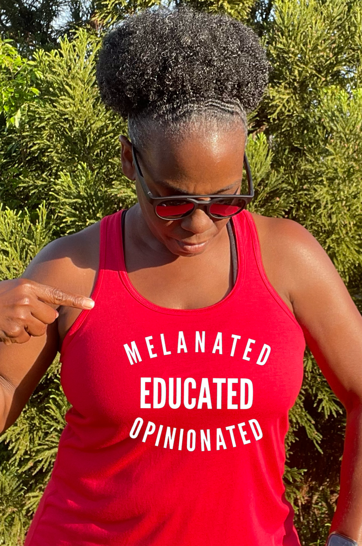 Melanated Educated Opinionated Racerback Tank Top