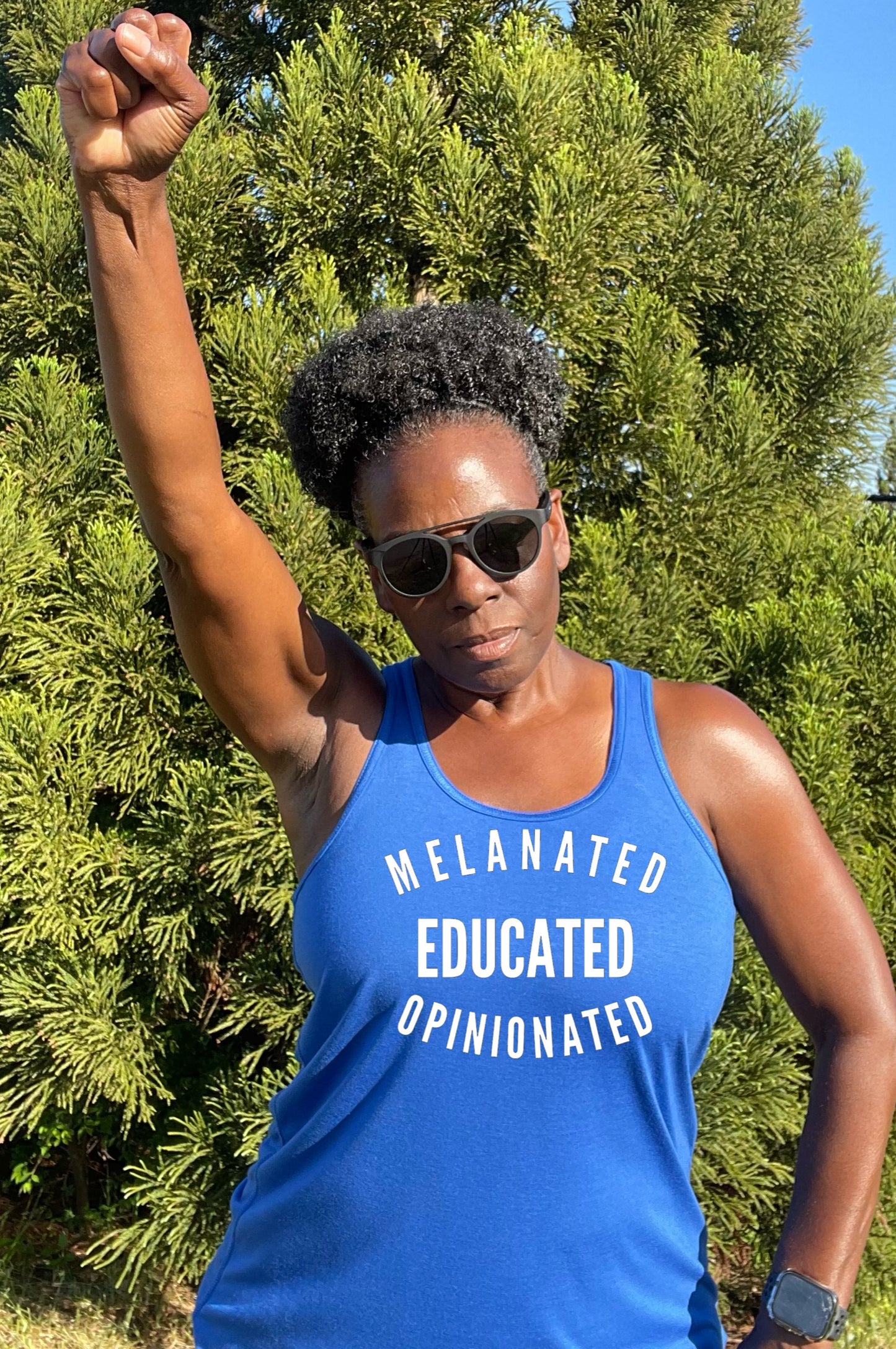 Melanated Educated Opinionated Racerback Tank Top