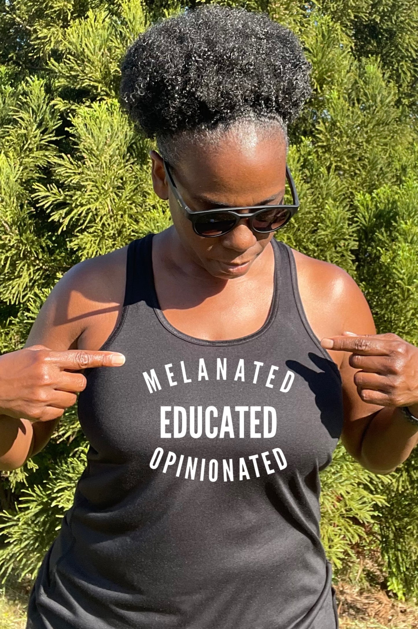 Melanated Educated Opinionated Racerback Tank Top