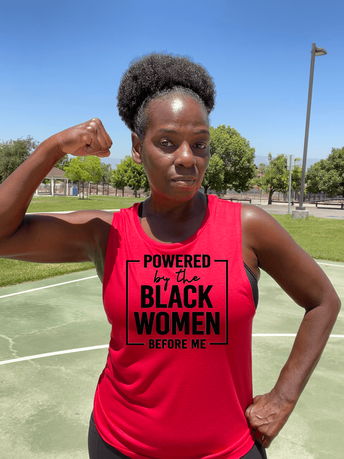 Red Powered By The Black Women Before Me Muscle Tank 