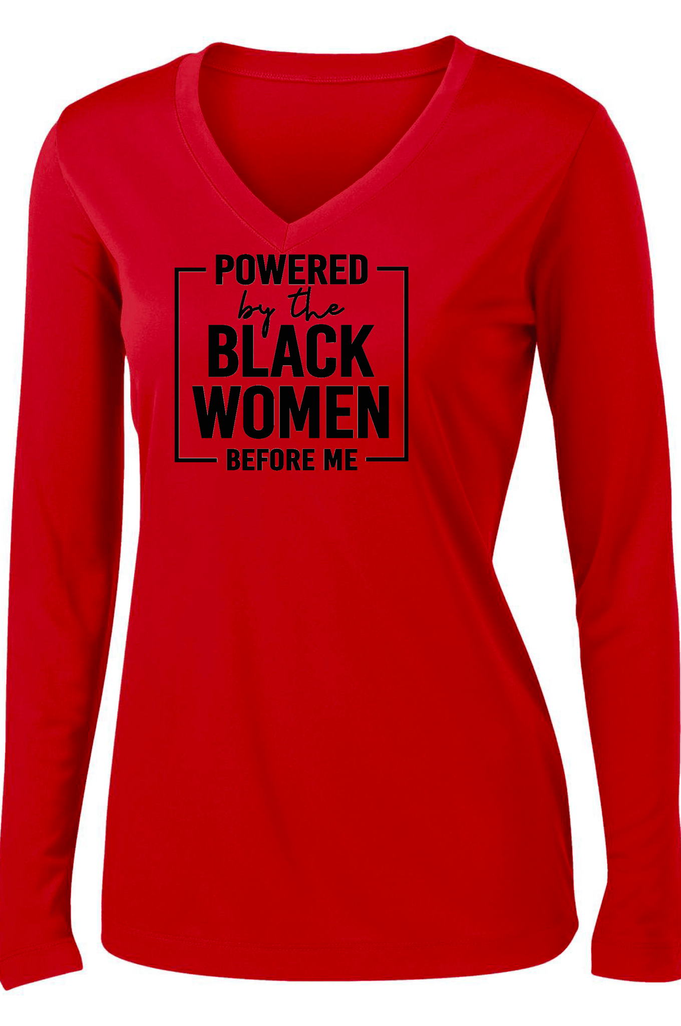 Powered By The Black Women Before Me red Long Sleeve T-shirt 