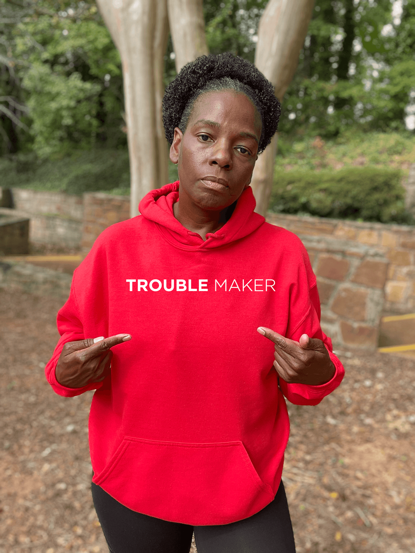 Red Trouble Maker Hoodie Natural & Fit Designs