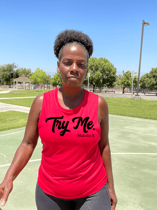 Red Try Me. Muscle Tank  Natural & Fit Designs 
