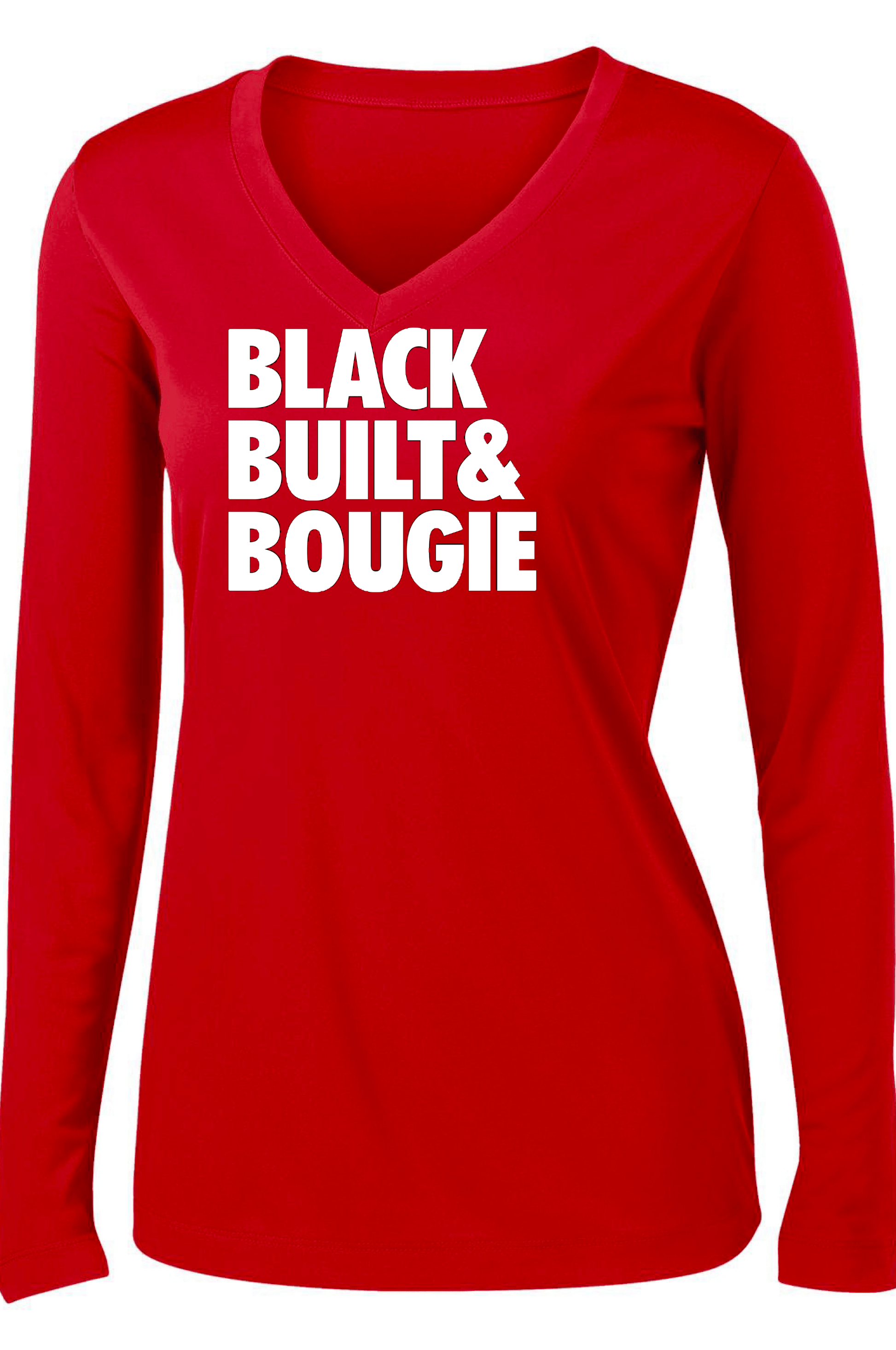 Black Built Bougie Long Sleeve T-shirt Long Sleeve T Sport Tek S Red 