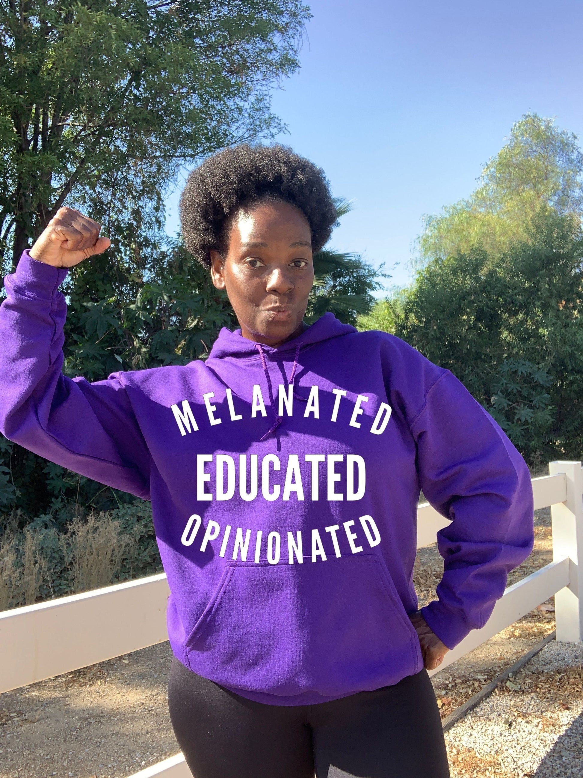 Melanated Educated Opinionated Bright Colors Hoodie Hoodie Gildan 