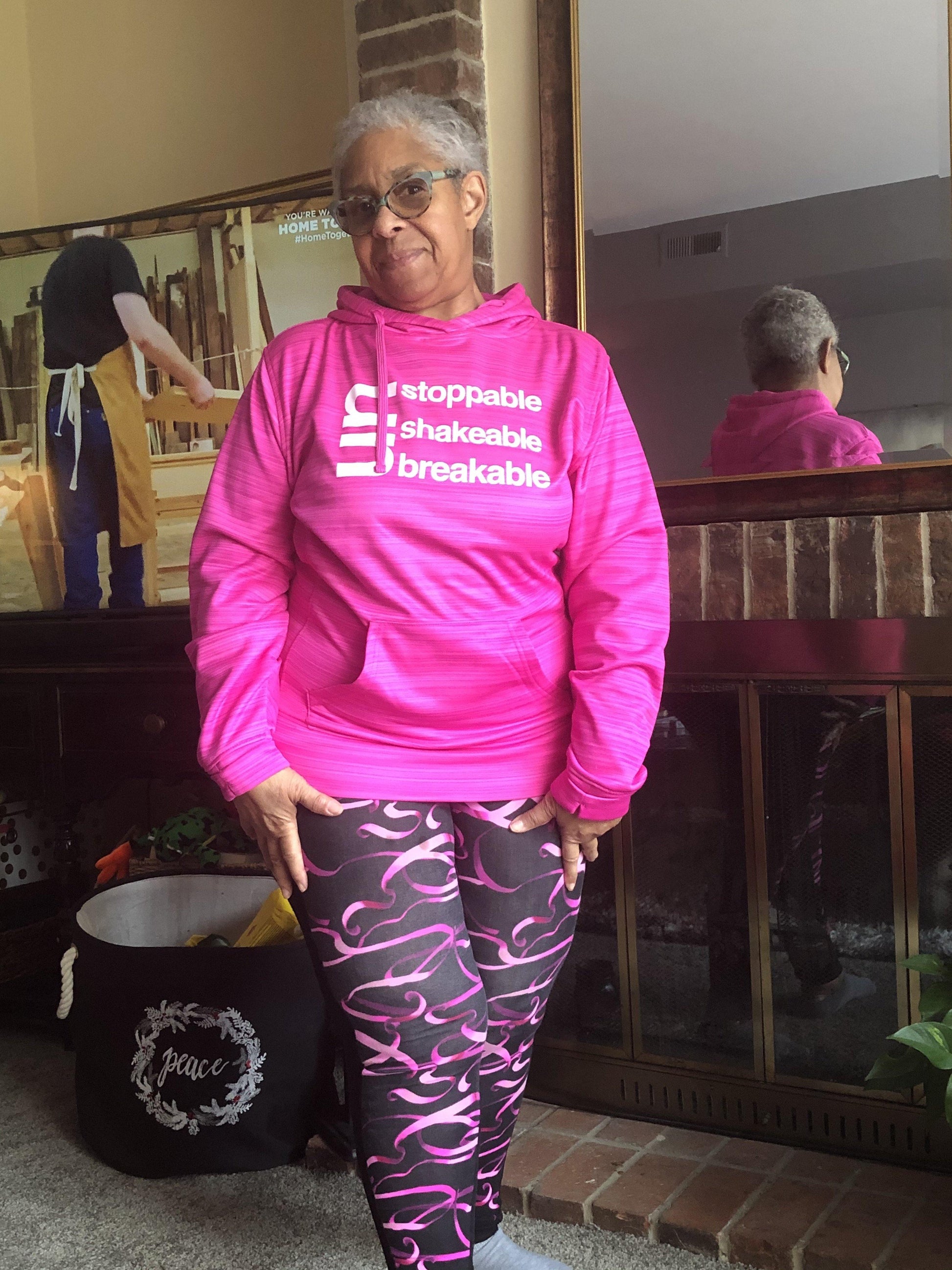 Un Stoppable - UnShakable - UnBreakable Hoodie Pink (Breast Cancer Awareness) Sweatshirt J America 
