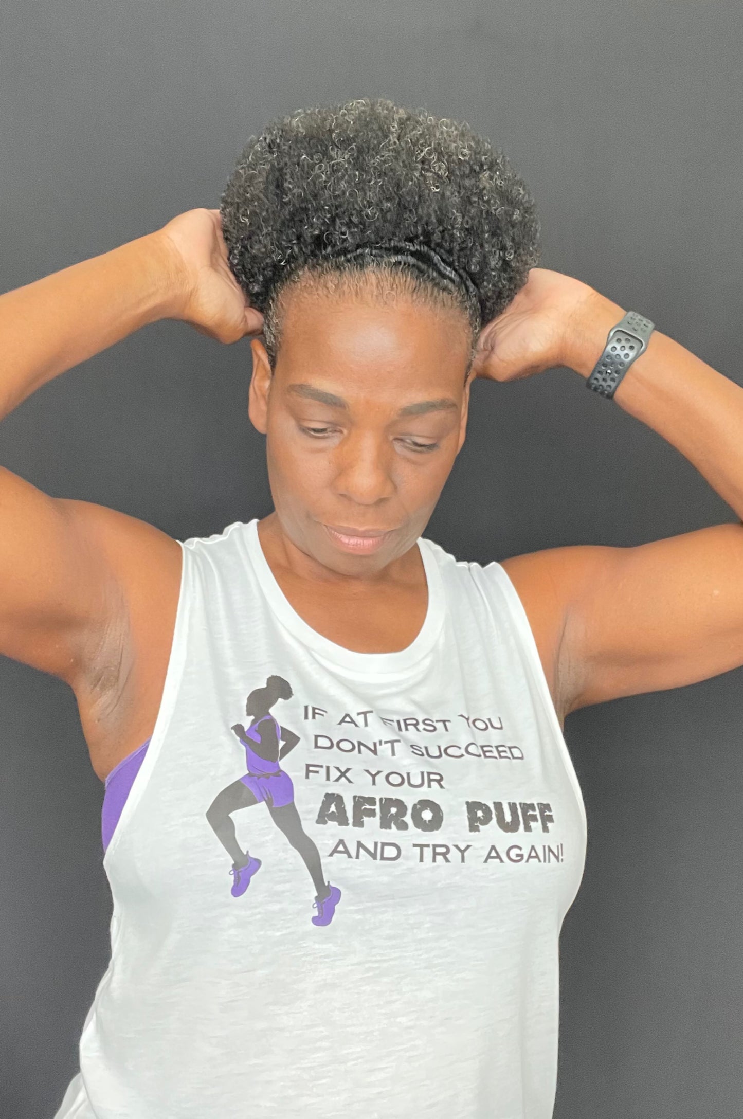 Afro Puff Running  Muscle Tank