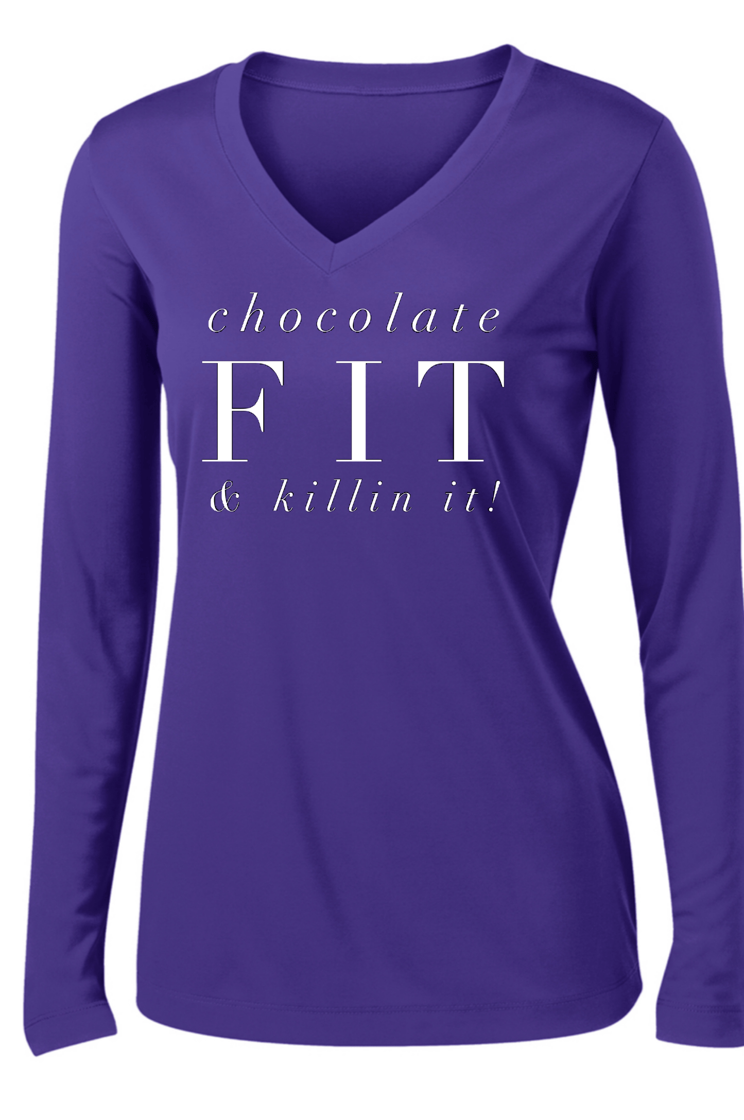 Chocolate Fit & Killin' It! Long Sleeve T Long Sleeve T Sport Tek S Purple 