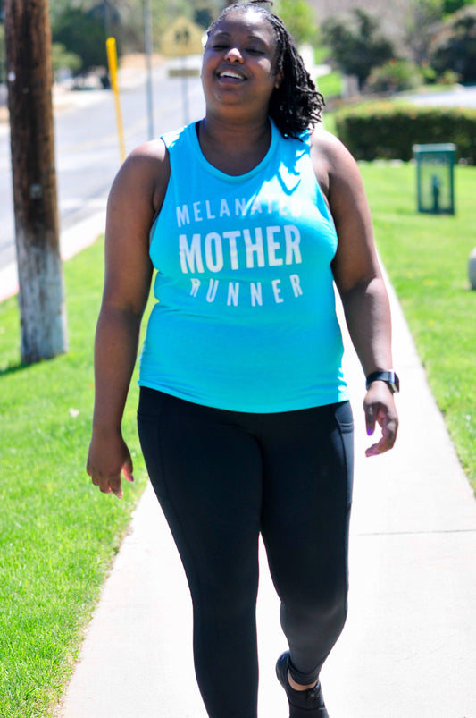 Melanated Mother Runner Muscle Tank Muscle Tank Bella Canva S Teal 