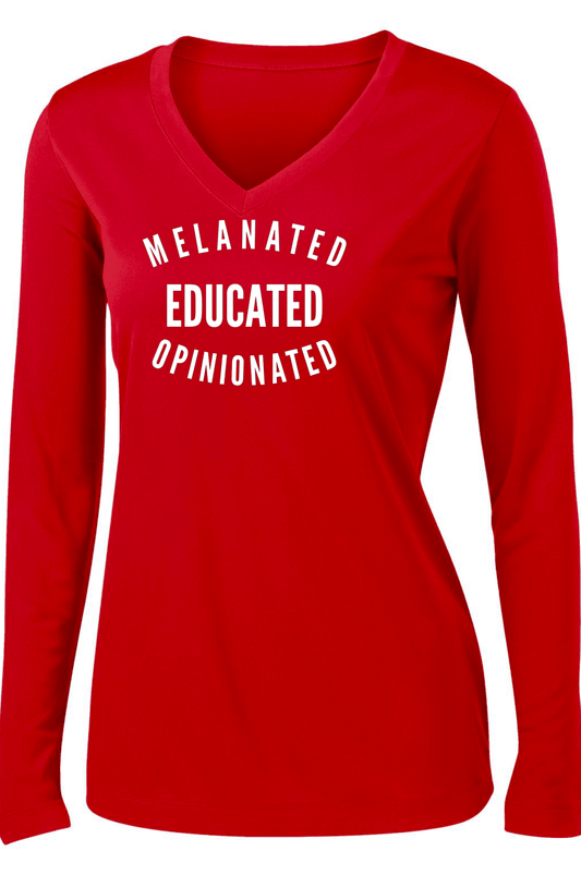 Melanated Educated Opinionated Long Sleeve Long Sleeve T Sport Tek 