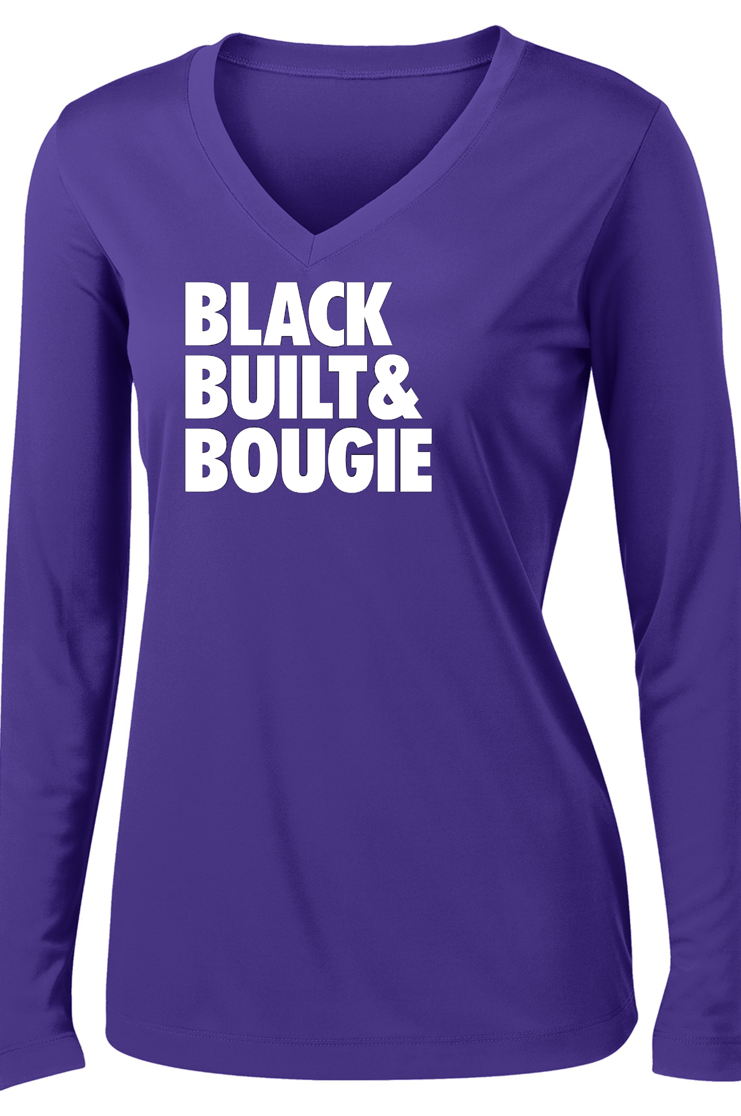 Black Built Bougie Long Sleeve T-shirt Long Sleeve T Sport Tek S Purple 