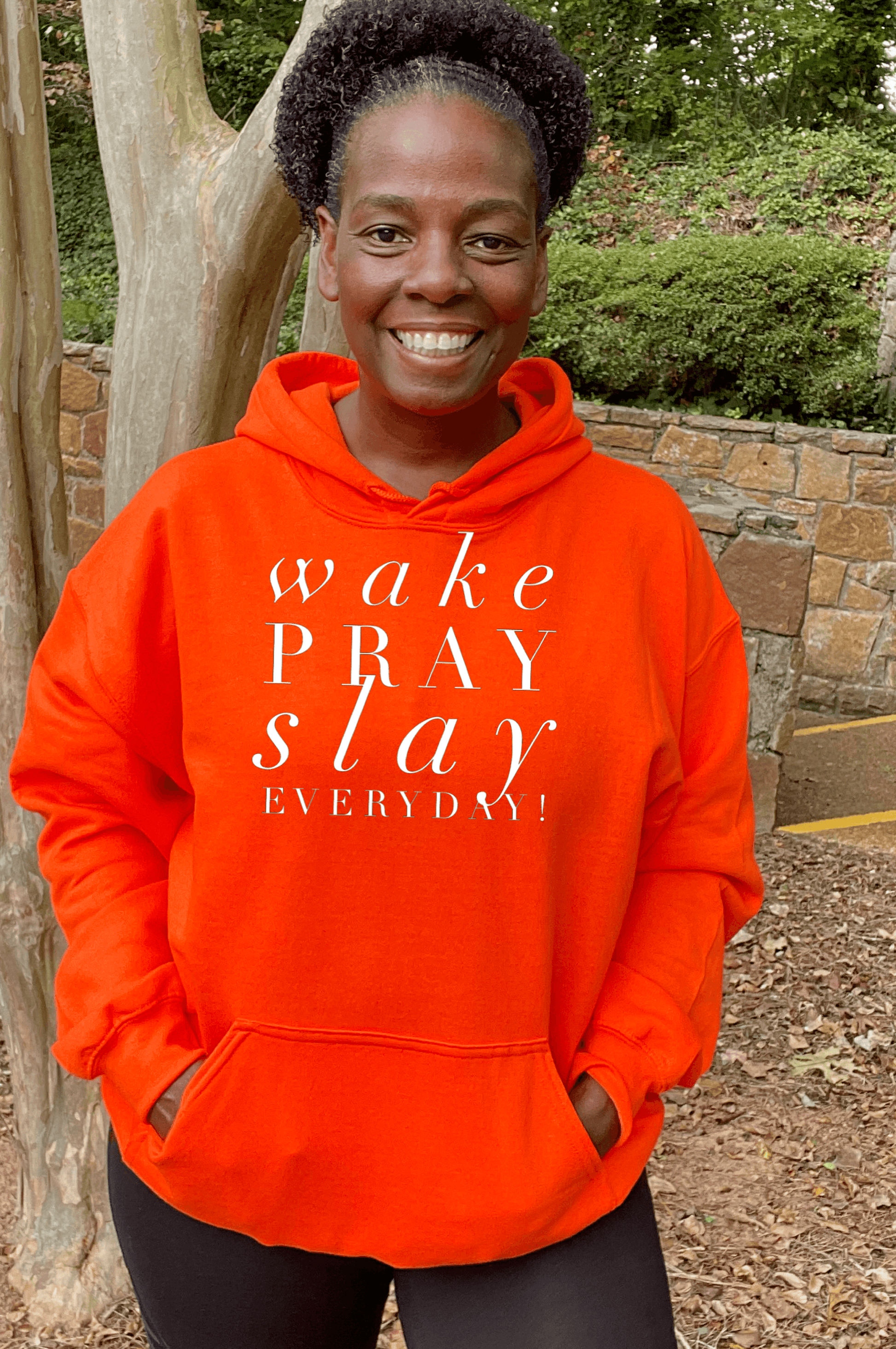 Wake Pray Slay Everyday Bright Colors Hoodie Hoodie Gildan S Orange 